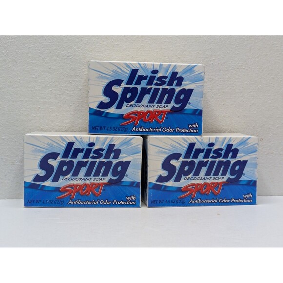 Irish Spring SPORT Deodorant Soap 4.5 oz Bars Odor Protection Discontinued x 3 - Picture 1 of 2